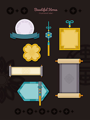 한국전통 리본 패턴 일러스트 프레임 사람없음 장식 세트 전통무늬 라벨 두루마리 편지 노리개 프레임일러스트 전통프레임 국내일러스트 AI파일 전통 무늬 전통소품 한국 파일형식 벡터