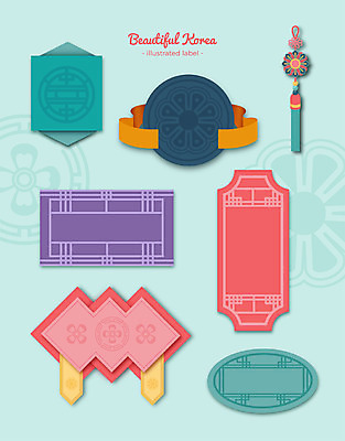 한국전통 리본 패턴 일러스트 프레임 사람없음 세트 전통무늬 라벨 노리개 단청 격자 프레임일러스트 전통프레임 국내일러스트 AI파일 전통 무늬 전통소품 한국 파일형식 벡터