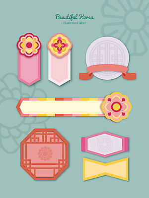 한국전통 문양 리본 패턴 일러스트 프레임 사람없음 세트 전통무늬 라벨 단청 격자 문패 프레임일러스트 전통프레임 국내일러스트 AI파일 전통 무늬 한국 파일형식 벡터
