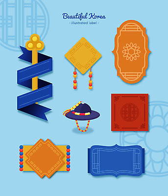 한국전통 리본 패턴 일러스트 열쇠 프레임 사람없음 장식 세트 전통무늬 라벨 끈 구슬 격자 사또 프레임일러스트 전통프레임 국내일러스트 AI파일 전통 무늬 한국 파일형식 벡터