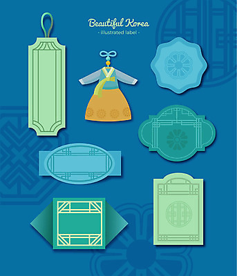 한국전통 문양 패턴 일러스트 프레임 기와 사람없음 장식 세트 전통무늬 라벨 한복 격자 문패 프레임일러스트 전통프레임 국내일러스트 AI파일 전통 무늬 한국 전통의상 파일형식 벡터