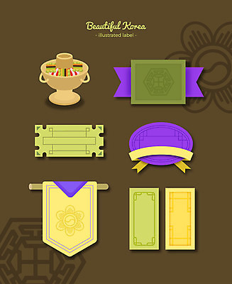 한국전통 문양 리본 패턴 일러스트 프레임 사람없음 장식 세트 전통무늬 라벨 전통음식 깃발 신선로 프레임일러스트 전통프레임 국내일러스트 AI파일 전통 음식 무늬 한국 파일형식 벡터
