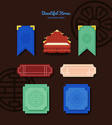 한국전통 문양 리본 패턴 의자 일러스트 프레임 사람없음 장식 세트 전통무늬 라벨 문패 용상 프레임일러스트 전통프레임 국내일러스트 AI파일 전통 가구 무늬 한국 파일형식 벡터
