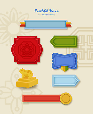 한국전통 문양 리본 액자 패턴 일러스트 프레임 사람없음 장식 세트 전통무늬 라벨 끈 프레임일러스트 전통프레임 국내일러스트 AI파일 전통 무늬 한국 파일형식 벡터