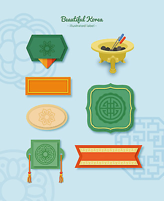 한국전통 문양 리본 액자 패턴 일러스트 프레임 사람없음 장식 세트 전통무늬 라벨 화로 문패 프레임일러스트 전통프레임 국내일러스트 AI파일 전통 그릇 무늬 한국 파일형식 벡터