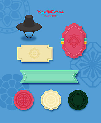 한국전통 문양 패턴 일러스트 프레임 사람없음 장식 세트 전통무늬 라벨 단청 색동 문패 프레임일러스트 전통프레임 국내일러스트 AI파일 갓모자 모자_잡화 전통 무늬 전통소품 한국 파일형식 벡터