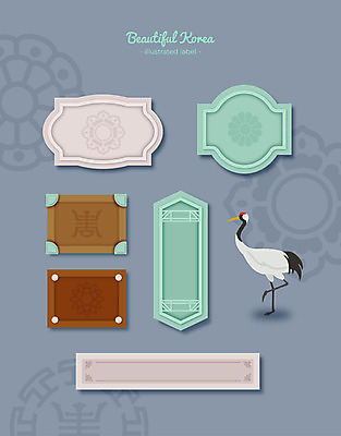 한국전통 문양 액자 패턴 일러스트 프레임 사람없음 장식 세트 전통무늬 라벨 학 격자 문패 프레임일러스트 전통프레임 국내일러스트 AI파일 전통 무늬 조류 한국 파일형식 벡터