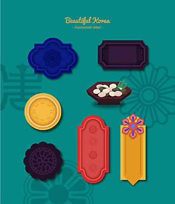 한국전통 문양 패턴 일러스트 떡 프레임 사람없음 장식 세트 전통무늬 라벨 단청 송편 문패 프레임일러스트 전통프레임 국내일러스트 AI파일 전통 무늬 한국 파일형식 벡터