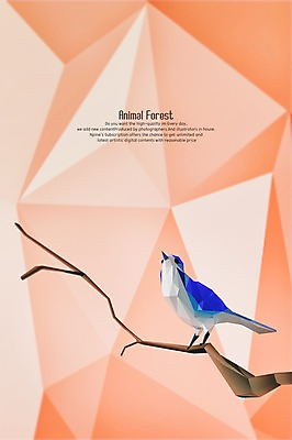 PSD 나무 동물 편집이미지 한마리 조류 사람없음 3D 디지털합성 폴리곤 편집3D 식물 1 파일형식