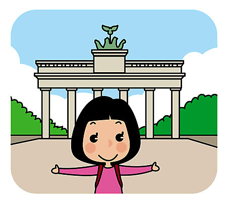 여자 유럽 여행 포즈 일러스트 독일 한명 서기 상반신 성인 유럽여행 브란덴부르크문 국내일러스트 AI파일 1 나라 해외여행 모션 사람 파일형식 벡터