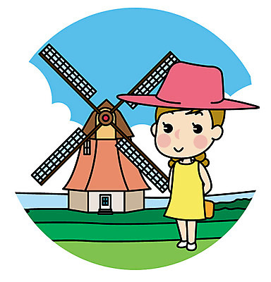 전신 여자 유럽 여행 일러스트 한명 서기 성인 풍차 네덜란드 유럽여행 국내일러스트 AI파일 1 나라 해외여행 모션 사람 파일형식 벡터