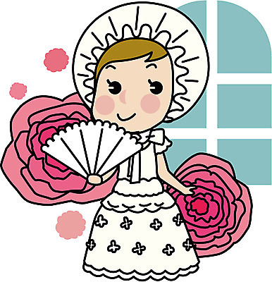 전신 드레스 여자 꽃 유럽 여행 일러스트 한명 서기 성인 부채 유럽여행 레이스치마 국내일러스트 AI파일 식물 1 옷 나라 해외여행 모션 사람 치마 파일형식 벡터