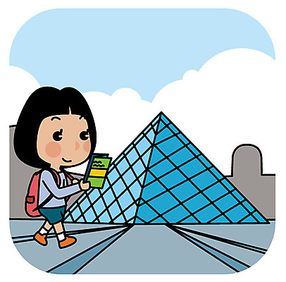 전신 여자 유럽 리플렛 여행 일러스트 한명 서기 성인 박물관 파리_프랑스 유럽여행 루브르박물관 국내일러스트 AI파일 1 나라 해외여행 모션 사람 프랑스 파일형식 벡터