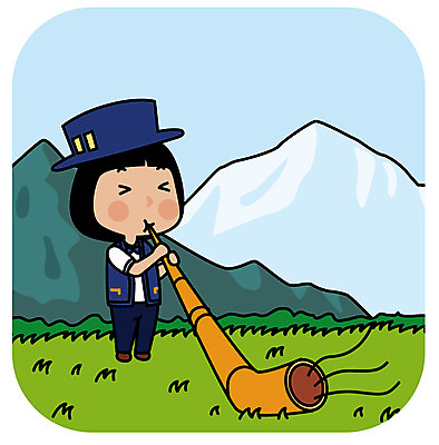 전신 전통 여자 유럽 여행 일러스트 한명 서기 잔디 성인 불기 스위스 피리 유럽여행 코끼리피리 국내일러스트 AI파일 식물 1 나라 해외여행 모션 사람 목관악기 이벤트용품 파일형식 벡터