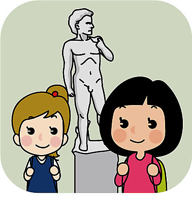 여자 유럽 여행 일러스트 서기 상반신 성인 두명 친구 동상 우정 유럽여행 다비드상 국내일러스트 AI파일 나라 해외여행 관계 모션 사람 조형물 조각상 기념물 파일형식 벡터