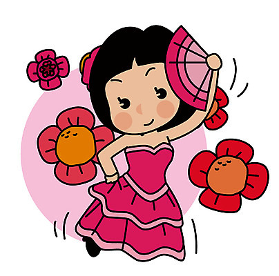 전신 여자 꽃 유럽 여행 일러스트 한명 서기 성인 춤 부채 스페인 유럽여행 국내일러스트 AI파일 식물 1 나라 해외여행 모션 문화예술 사람 파일형식 벡터