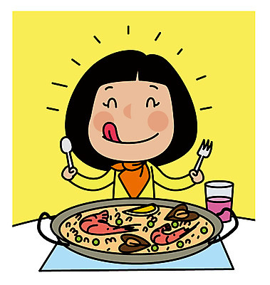 여자 유럽 여행 일러스트 한명 앉기 상반신 성인 전통음식 스페인 먹기 유럽여행 파에야 맛있는 국내일러스트 AI파일 1 전통 나라 음식 해외여행 모션 서양음식 사람 파일형식 벡터