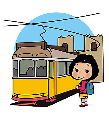 전신 여자 유럽 여행 일러스트 한명 서기 성인 포르투갈 전차 유럽여행 국내일러스트 AI파일 1 나라 육상교통 해외여행 모션 대중교통 사람 파일형식 벡터