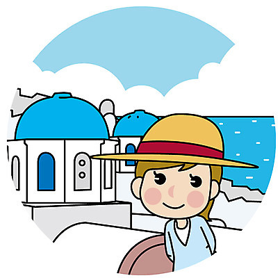 여자 유럽 여행 일러스트 지붕 한명 서기 상반신 성인 해변 유럽여행 산토리니 국내일러스트 AI파일 1 나라 바다 해외여행 모션 사람 그리스 파일형식 벡터