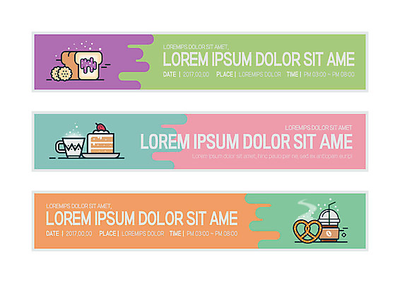 템플릿 배너템플릿 가로배너 커피 사각프레임 사람없음 케이크 사각형 현수막 잼 식빵 배너세트 AI파일 도형 배너 음료 빵 디저트 프레임 가로 세트 소스_음식 파일형식 벡터