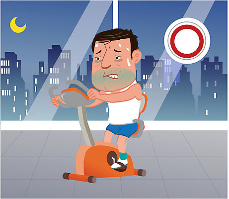 전신 남자 캠페인 일러스트 한명 성인 건물 치료 운동 헬스사이클 헬스장 달 질병 야간 암 국내일러스트 AI파일 자연요소 1 건축물 의학 건강 사람 운동기구 헬스 파일형식 벡터