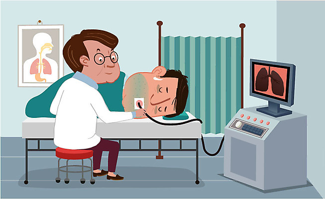 남자 캠페인 일러스트 병원 앉기 성인 두명 치료 눕기 질병 암 건강검진 내시경 위내시경 국내일러스트 AI파일 의학 모션 사람 검사_조사 파일형식 벡터