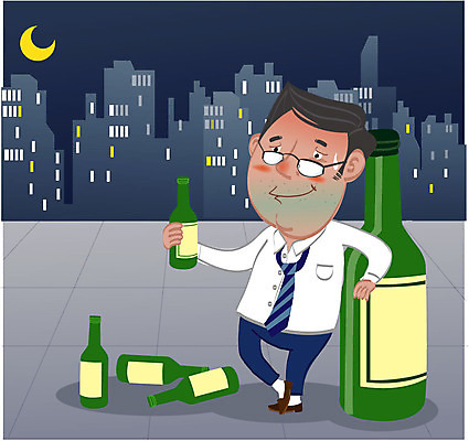 전신 남자 캠페인 일러스트 술병 한명 서기 성인 건물 치료 질병 음주 소주 암 간암 국내일러스트 AI파일 1 건축물 의학 모션 병_용기 주류 사람 파일형식 벡터