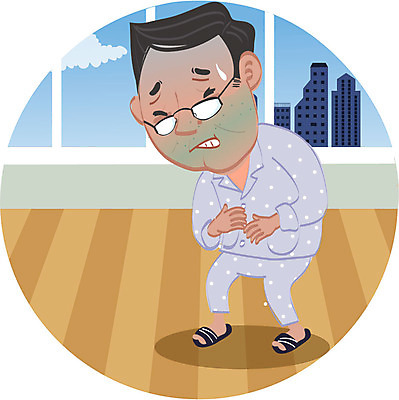 전신 남자 캠페인 일러스트 한명 서기 성인 건물 치료 고통 환자 질병 암 복통 위암 국내일러스트 AI파일 1 건축물 감정 의학 모션 사람 파일형식 벡터