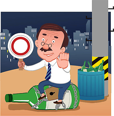 남자 캠페인 가로등 일러스트 술병 한명 성인 건물 치료 질병 쇠사슬 암 소주병 금주 국내일러스트 AI파일 1 건축물 공공시설 의학 병_용기 주류 사람 소주 파일형식 벡터