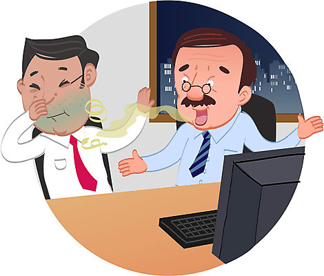 남자 캠페인 일러스트 회사 대화 앉기 상반신 성인 두명 치료 컴퓨터 질병 암 악취 구취 식도암 국내일러스트 AI파일 비즈니스 의학 모션 말하기 사람 전자제품 냄새 파일형식 벡터