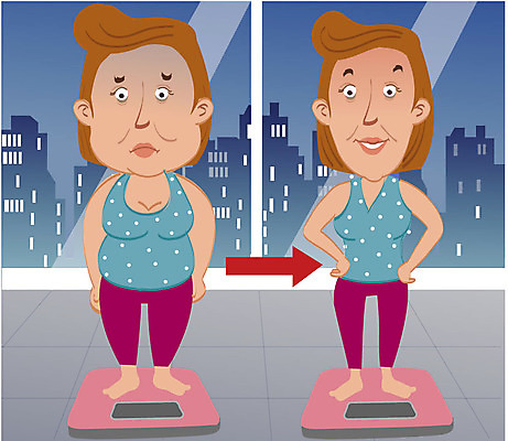 전신 여자 캠페인 일러스트 서기 성인 두명 건물 치료 변화 질병 몸무게 하락 체중계 유방암 암 국내일러스트 AI파일 건축물 컨셉 의학 모션 사람 파일형식 벡터