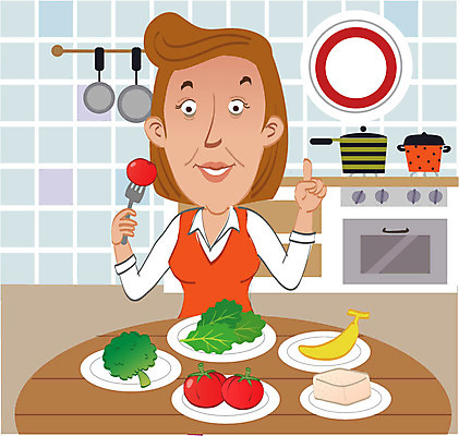 여자 캠페인 토마토 일러스트 바나나 한명 앉기 상반신 성인 치료 주방 질병 사과 상추 브로콜리 두부 암 건강식 국내일러스트 AI파일 1 음식 채소 과일 의학 모션 사람 파일형식 벡터