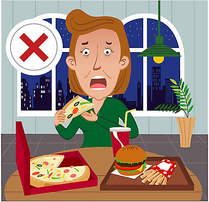 여자 캠페인 일러스트 피자 한명 앉기 상반신 성인 치료 금지 햄버거 질병 콜라 야식 유방암 암 국내일러스트 AI파일 1 의학 모션 패스트푸드 서양음식 사람 탄산음료 파일형식 벡터