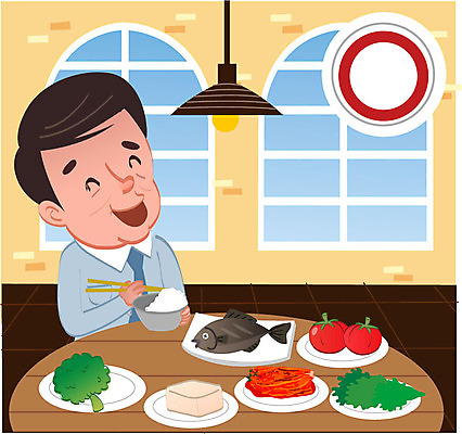 남자 캠페인 토마토 채소 일러스트 밥 김치 한명 성인 치료 질병 두부 생선구이 암 건강식 영양섭취 영양소 국내일러스트 AI파일 1 한식 음식 의학 사람 구이 생선요리 파일형식 벡터