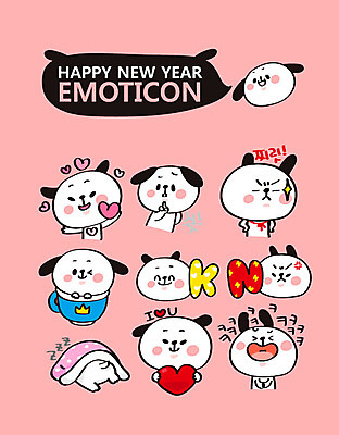 캐릭터 스티커 여러마리 일러스트 새해 사랑 웃음 사람없음 세트 하트 잠 차 개띠 강아지 OK 노 쉿 개캐릭터 이모티콘 노려봄 2018년 무술년 일러캐릭터 AI파일 모양 감정 음료 동물캐릭터 다수 표정 손짓 반려동물 십이지신 개 연도 조용 선박 파일형식 벡터