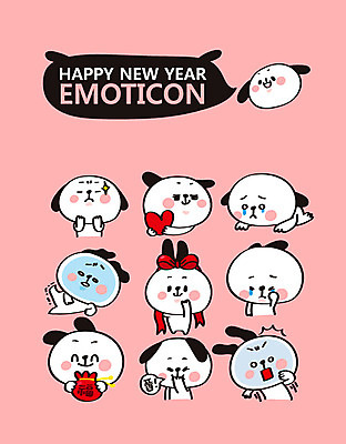 캐릭터 스티커 여러마리 일러스트 새해 선물 사랑 웃음 사람없음 세트 운동 파이팅 놀람 슬픔 하트 복 좌절 개띠 강아지 개캐릭터 이모티콘 2018년 새해선물 무술년 일러캐릭터 AI파일 모양 감정 동물캐릭터 다수 컨셉 모션 표정 건강 반려동물 한자 십이지신 개 연도 파일형식 벡터 명절선물