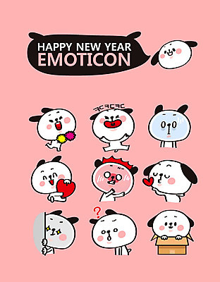 캐릭터 스티커 여러마리 일러스트 응원 새해 사랑 웃음 사람없음 세트 상자 놀람 물음표 하트 개띠 강아지 개캐릭터 이모티콘 당황 2018년 무술년 일러캐릭터 AI파일 모양 기호 감정 동물캐릭터 다수 표정 반려동물 십이지신 개 연도 파일형식 벡터