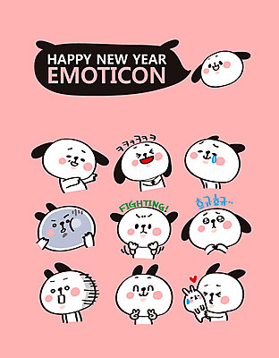 캐릭터 스티커 여러마리 일러스트 새해 웃음 사람없음 세트 파이팅 놀람 슬픔 개띠 강아지 브이 개캐릭터 이모티콘 2018년 무술년 일러캐릭터 AI파일 감정 동물캐릭터 다수 모션 표정 손짓 반려동물 십이지신 개 연도 파일형식 벡터
