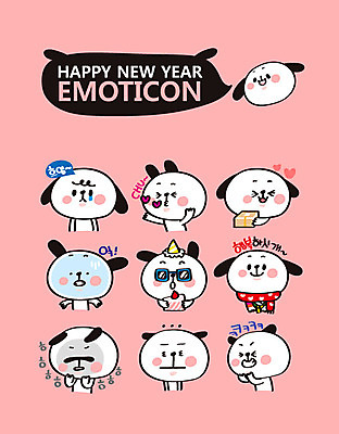 캐릭터 행복 스티커 여러마리 일러스트 새해 키스 선물 웃음 사람없음 세트 놀람 슬픔 축하 개띠 강아지 개캐릭터 이모티콘 2018년 새해선물 무술년 일러캐릭터 AI파일 감정 동물캐릭터 다수 컨셉 표정 반려동물 십이지신 개 연도 애정표현 파일형식 벡터 명절선물