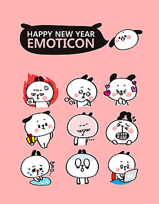 캐릭터 스티커 여러마리 일러스트 새해 선물 사람없음 세트 고통 하트 개띠 강아지 바쁨 개캐릭터 이모티콘 2018년 불끈 새해선물 무술년 일러캐릭터 AI파일 모양 감정 동물캐릭터 다수 반려동물 십이지신 개 연도 파일형식 벡터 명절선물