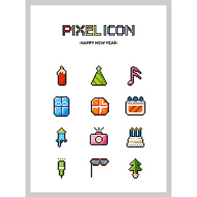아이콘 모자 촛불 새해 폭죽 선물 가면 사람없음 세트 크리스마스트리 케이크 달력 마이크 소포 16분음표 새해선물 픽셀 픽셀아이콘 2D아이콘 AI파일 잡화 음향기기 크리스마스 음표 초 디저트 배송 파일형식 벡터 명절선물