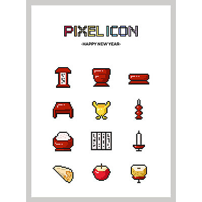 아이콘 그릇 초 새해 사람없음 세트 쌀 배 사기그릇 사과 제사 병풍 2018년 북어포 픽셀 픽셀아이콘 2D아이콘 AI파일 식기 과일 곡류 연도 전통의례 파일형식 벡터 어포