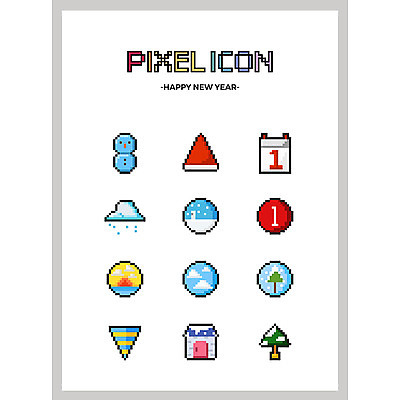 나무 아이콘 모자 겨울 눈사람 하늘 새해 폭죽 사람없음 세트 일출 달력 눈 스노글로브 픽셀 픽셀아이콘 2D아이콘 AI파일 자연요소 식물 잡화 계절 날씨 장식 노을 파일형식 벡터