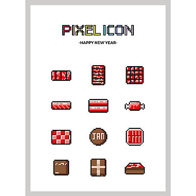 아이콘 새해 돼지고기 사람없음 세트 소고기 갈비 선물세트 새해선물 픽셀 픽셀아이콘 2D아이콘 AI파일 육류 선물 파일형식 벡터 명절선물