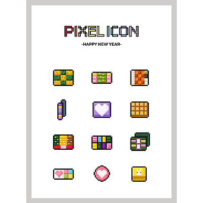 아이콘 새해 떡 사람없음 세트 설기 픽셀 픽셀아이콘 2D아이콘 AI파일 파일형식 벡터