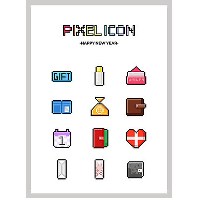 아이콘 편지봉투 새해 복주머니 선물 사람없음 세트 달력 지갑 쿠폰 결제 새해선물 픽셀 기프트카드 픽셀아이콘 2D아이콘 AI파일 봉투 전통소품 카드 편지 파일형식 벡터 명절선물