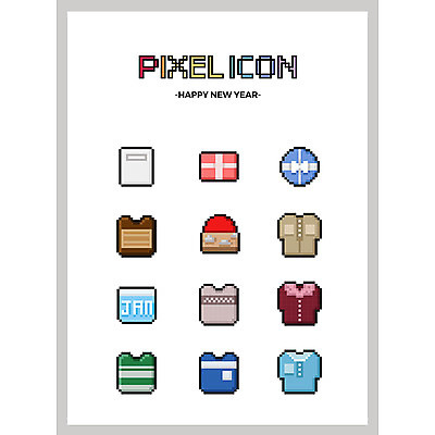 아이콘 상의 티셔츠 새해 선물 사람없음 선물상자 세트 일출 새해선물 픽셀 픽셀아이콘 2D아이콘 AI파일 옷 셔츠 상자 노을 파일형식 벡터 명절선물