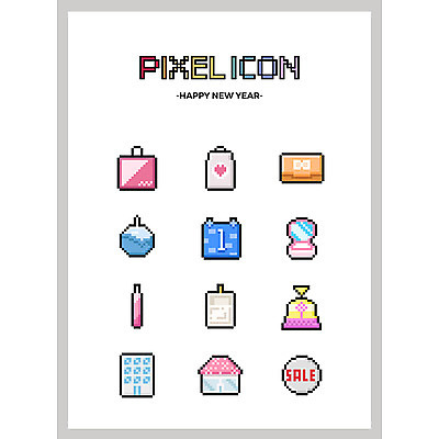 아이콘 새해 복주머니 선물 사람없음 세트 세일 화장품 달력 지갑 향수 파우더 백화점 새해선물 픽셀 픽셀아이콘 2D아이콘 AI파일 전통소품 뷰티 상점 파일형식 벡터 명절선물