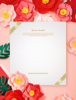 PSD 편집이미지 꽃 분홍색 나뭇잎 프레임 사람없음 페이퍼아트 종이꽃 이미지편집 식물 컬러 잎 파일형식