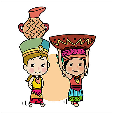 전신 전통 여자 여행 일러스트 아프리카 성인 두명 친구 걷기 우정 체험 세계여행 전통의상 물병 전통체험 국내일러스트 AI파일 나라 컨셉 관계 모션 사람 세계 물통 파일형식 벡터